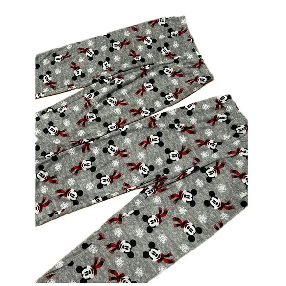 Disney Set of 2 S/M Mickey Mouse Gray Winter Holiday Pajama Pants - Picture 2 of 4